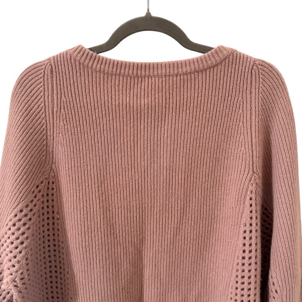 Garnet Hill 100% Cashmere Mesh Rib-Knit Sweater Dusty Pink Size M - Picture 5 of 9